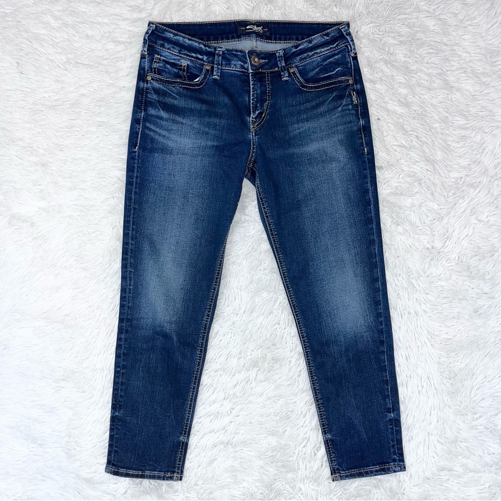 SILVER JEANS Women’s Suki Skinny Crop Dark Wash Blue Denim Jeans 29
